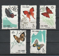 Chine :  1963 5 Papillons Oblitérés - Used Stamps