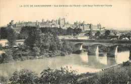 11 - CITE DE  CARCASSONNE -  VUE GENERALE DE L' OUEST - LES DEUX PONTS - Carcassonne