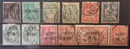 CHINE Bureaux Français 1894 - 1912, 12 Timbres Avec Nuances,  Entre Yvert No 8 A - 89, Obl  BTB - Gebraucht