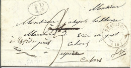 1N1 --- Corrèze BEAULIEU Pour Espère Cahors Type 15 Taxe 3 21/12/1844 - 1801-1848: Précurseurs XIX