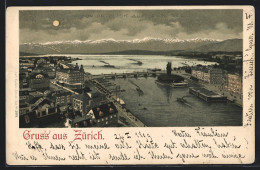 Lithographie Zürich, Blick Auf Den See  - Andere & Zonder Classificatie