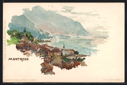 Künstler-AK Fritz Voellmy: Montreux, Totalansicht Mit Kirche Und Seeblick  - Otros & Sin Clasificación