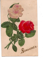 Carte Gaufrée Roses Souvenir RV - Other & Unclassified