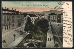 AK Reutlingen, Bahnhof, Hotel Kronprinz Und Strassenbahn  - Reutlingen
