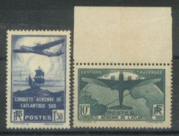 FRANCE - 1936, 100th ANNIV OF AIR FLIGHT CROSSING OF SOUTH ATLANTIC STAMPS COMPLETE SET OF 2, UMM (**). - Nuovi