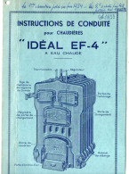 Instructions De  Conduite Pour Chaudières  IDEAL EF 4        1953 (M6534) - Pubblicitari