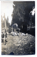 Carte Photo D'un Couple De Paysan Avec Leurs Poule Dans La Cour De Leurs Ferme Vers 1920 - Anonieme Personen