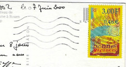2000 - Timbre Bonnes Vacances Francs Euro ( 3 F - 0.46 € ) YT 3330 Oblitere Sur CP Seine Martitime - Covers & Documents