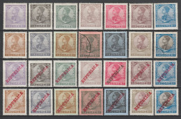 ACORES / PORTUGAL - 1910 - ANNEE COMPLETE YVERT N° 109/136 *  (2 TIMBRES OBLITERES) - COTE = 70 EUR - Azoren