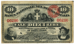 10 LIRE BANCA NAZIONALE NEL REGNO D'ITALIA CAVOUR COLOMBO 24/01/1868 BB - Autres & Non Classés