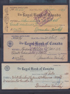 CUBA 3 CHEQUES BANCARIOS DEL "THE ROYAL BANK OF CANADA" EN CUBA 1949/1954/1960 CIRCULADOS CANCELADOS SUCURSAL DE SC - Kuba