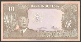 Indonesia 10 Rupiah President Soekarno P-83 1960 GEM UNC - Indonesia