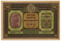 100 LIRE CASSA VENETA DEI PRESTITI OCCUPAZIONE AUSTRIACA 02/01/1918 BB - Occupazione Austriaca Di Venezia