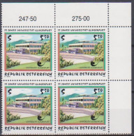 1995 , Mi 2171 ** (1) - 4 Er Block Postfrisch - 25 Jahre Universität Klagenfurt - Unused Stamps