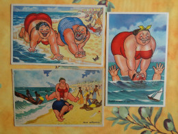 HUMOUR -- Lot De 3 Cartes Différentes " Les Gros à La Plage " - Humour