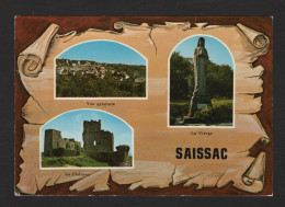 S. 8 - SAISSAC (11 Aude) 3 Vues - Vue Générale, La Vierge, Le Château ( Flamme De 1986 ) - Autres & Non Classés