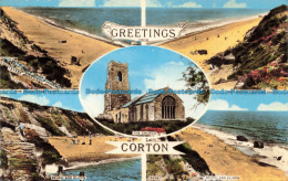 R679071 Greetings From Corton. Beach And Cliffs. The Church. The Beach Looking S - Monde