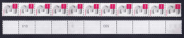 Bund 2964 3-Cent Ergänzungswert Rollenende 11er Streifen Postfrisch - Roulettes