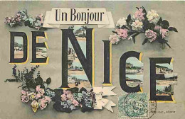 06 - Nice - Un Bonjour De Nice - Multivues - Colorisée - CPA - Voir Scans Recto-Verso - Mehransichten, Panoramakarten