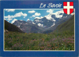 73 - Savoie - Les Fleurs De L'été Face Au Glacier - Blasons - CPM - Voir Scans Recto-Verso - Autres & Non Classés