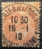 France 1900, Type Blanc,  Yvert No 109 C ,3 C Orange PAPIER GC O MARSEILLE RUE DES 3 MAGES  Bouches-du-Rhône,1919,TTB - 1900-29 Blanc