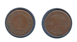 Allemagne, 1 Reichspfennig 1935 G, KM#37, Deutsches Reich, - 1 Rentenpfennig & 1 Reichspfennig