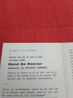 Doodsprentje René De Roover / Lokeren 25/7/1891 - 24/10/1975 ( Cesarine Verbeken ) - Religion & Esotérisme