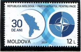 Moldova 2024 . 30y Of The Partnership For Peace, Moldova-NATO. 1v. - Moldova