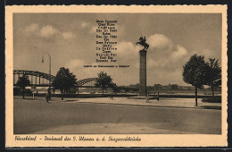 AK Düsseldorf, Denkmal Der 5. Ulanen An Der Skagerrakbrücke  - Duesseldorf