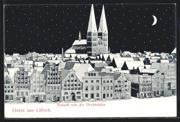 AK Lübeck, Ansich Von Der Drehbrücke Bei Mondschein Im Winter  - Luebeck