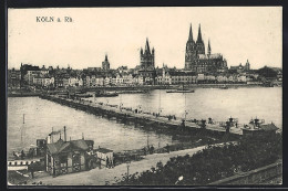 AK Köln, Ortsansicht Mit Brücke Aus Der Vogelschau, Blick Zum Dom  - Köln