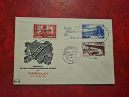 Lettre / Carte   1955     SAAR  SAARBRUCKEN VOLKSBEGRAGUNG FLAMME HEUTE IM SAARLAND - Autres & Non Classés