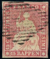 SUISSE - Z 24A  - 15 RAPPEN ROSE HELVETIA ASSISE - Used Stamps