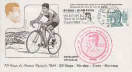 Enveloppe  SUISSE   20éme  Etape  Du  TOUR  DE  FRANCE   CYCLISTE   CRANS - MONTANA   1984 - Ciclismo