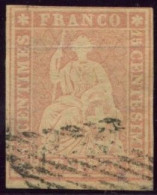 SUISSE - Z 24B  - 15 RAPPEN CARMIN ROSE HELVETIA ASSISE - Used Stamps