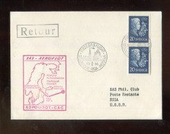 "SCHWEDEN" 1956, SAS-AEROFLOT-Erstflugbrief "Stockholm-Riga" (A2135) - Covers & Documents