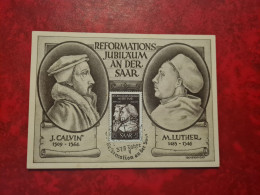 Lettre / Carte   1956 CARTE MAXI     SAAR  SAARBRUCKEN  REFORMATIONS JUBILAUM CALVIN ET LUTHER 375 JAHRE - Altri & Non Classificati