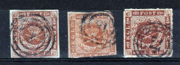 DANEMARK - TIMBRES N° 2 - 4 ET 8 OBLITERES - Used Stamps