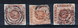 DANEMARK - TIMBRES N° 2 - 4 ET 8 OBLITERES - Gebruikt