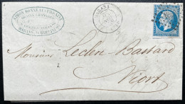 N°14 20c BLEU NAPOLEON SUR LETTRE / MARANS POUR NIORT 6 NOV 1859 / LAC - 1849-1876: Klassik