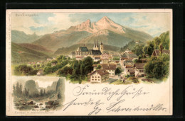 Lithographie Berchtesgaden, Gesamtansicht, Ramsau Mit Mühlstützhörner  - Berchtesgaden