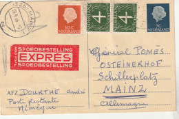 Pays Bas - Carte Commerciale EXPRES 1956 Pour Mainz Allemagne - Covers & Documents