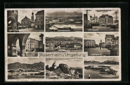 AK Rosenheim, Teilansichten Mit Ludwigsplatz, Stadtpfarrkirche, Max-Josephplatz  - Rosenheim