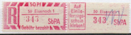 DDR Einschreibemarke Eisenach SbPA Postfrisch, EM2B-59-1II PU+ RU (f) Zh (Mi 2C) - Etiquettes De Recommandé