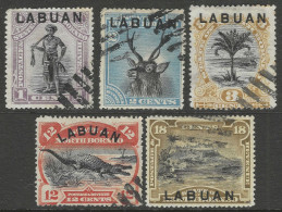 Labuan. 1894-96 Definitives Of North Borneo O/P. 5 CTO Values To 18c. SG 62 Etc. M6018 - Noord Borneo (...-1963)