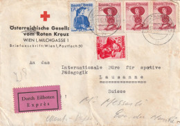 Autriche Lettre Entête Croix Rouge  EXPRES WIEN 1958  Pour Lausanne Suisse Cachet Télégraphe - Covers & Documents