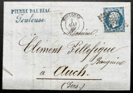 N°14 20c BLEU NAPOLEON SUR PARTIE DE LETTRE / TOULOUSE POUR AUCH  3 MAI 1860 / LAC - 1849-1876: Classic Period