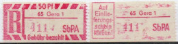 DDR Einschreibemarke Gera SbPA Postfrisch, EM2B-65-1I(2) RU (a) Gt (Mi 2C) - Labels For Registered Mail