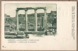 CPA GRECE - ATHENES GYMNASE D'ADRIEN TB PLAN EDIFICE Runes Timbre Incrusté Gauffré Verso Timbre 10 ENTIER POSTAL - Griechenland