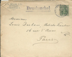 ALLEMAGNE LETTRE 5D STUTTGART POUR PARIS DE 1903 LETTRE COVER - Brieven En Documenten